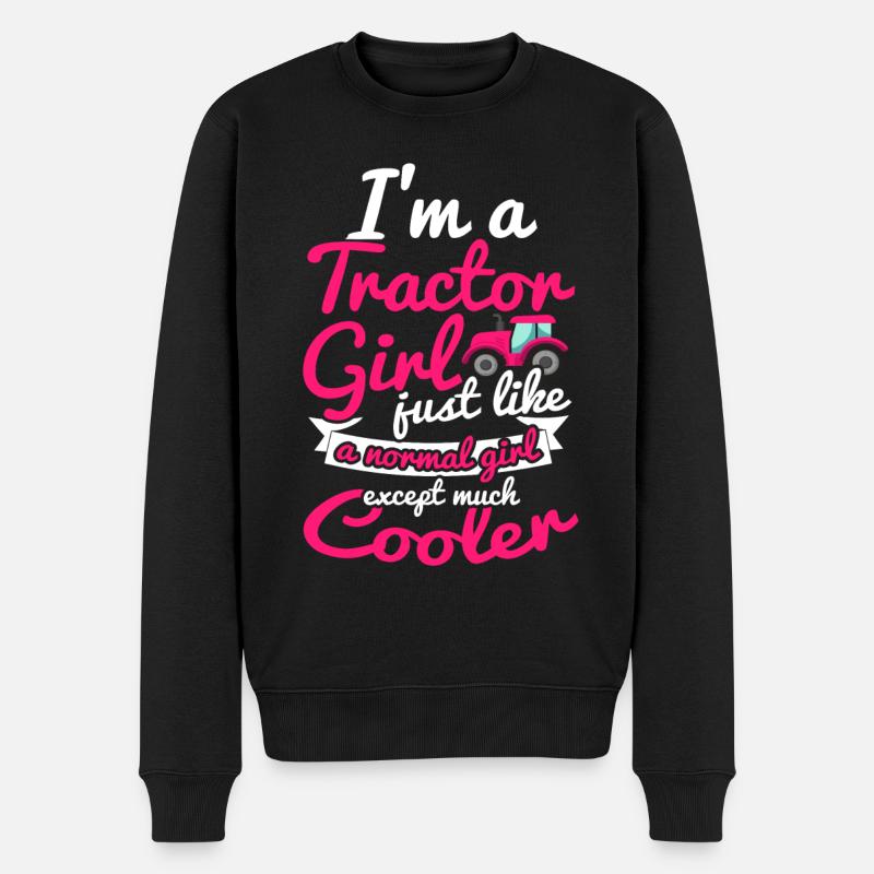 Traktor mädchen - Männer Premium Bio Pullover - Schwarz