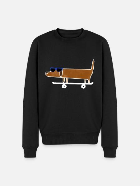 Funny dachshund dog skateboard - Men's Premium Organic Jumper - black