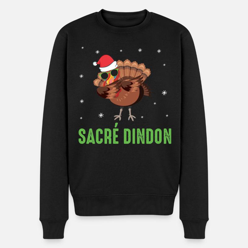 Sacré dindon dinde de noel dab chapeau et lunette - Pull Premium bio Homme - noir