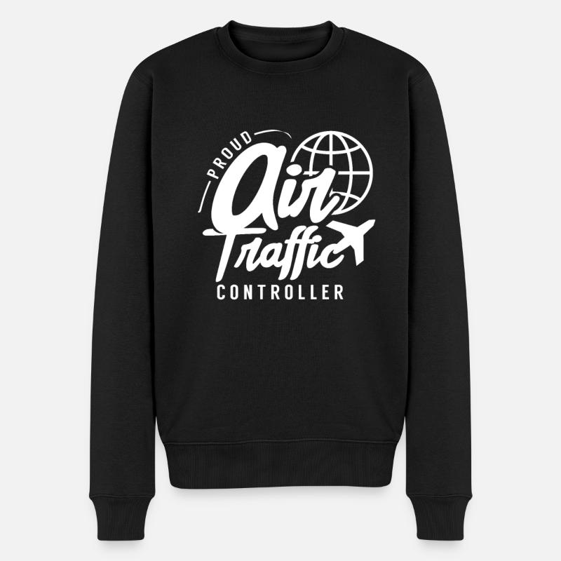 Stolzer Fluglotse Luftraum Flugsicherung Beruf - Männer Premium Bio Pullover - Schwarz