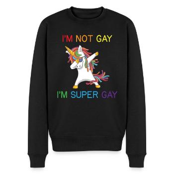 Super-Gay-Einhorn-Regenbogen-LGBT-Kostüm (Super Ga - Männer Premium Bio Pullover - Schwarz - Vorne - Nico (187cm)
