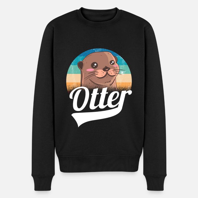 Otter Niedlich Tier Geschenk - Männer Premium Bio Pullover - Schwarz