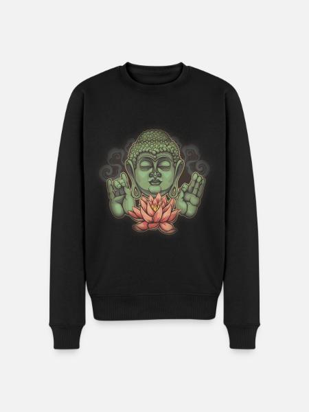 Lotus Buddha - Männer Premium Bio Pullover - Schwarz
