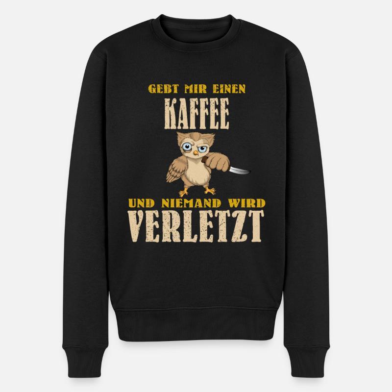 Eule Barista Lebensretter Kaffee Coffee Cappuccino - Männer Premium Bio Pullover - Schwarz