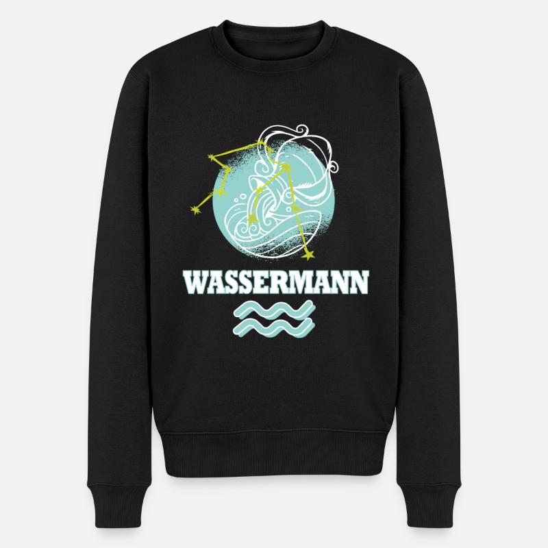 Sternzeichen Wassermann mit Sternenbild - Männer Premium Bio Pullover - Schwarz