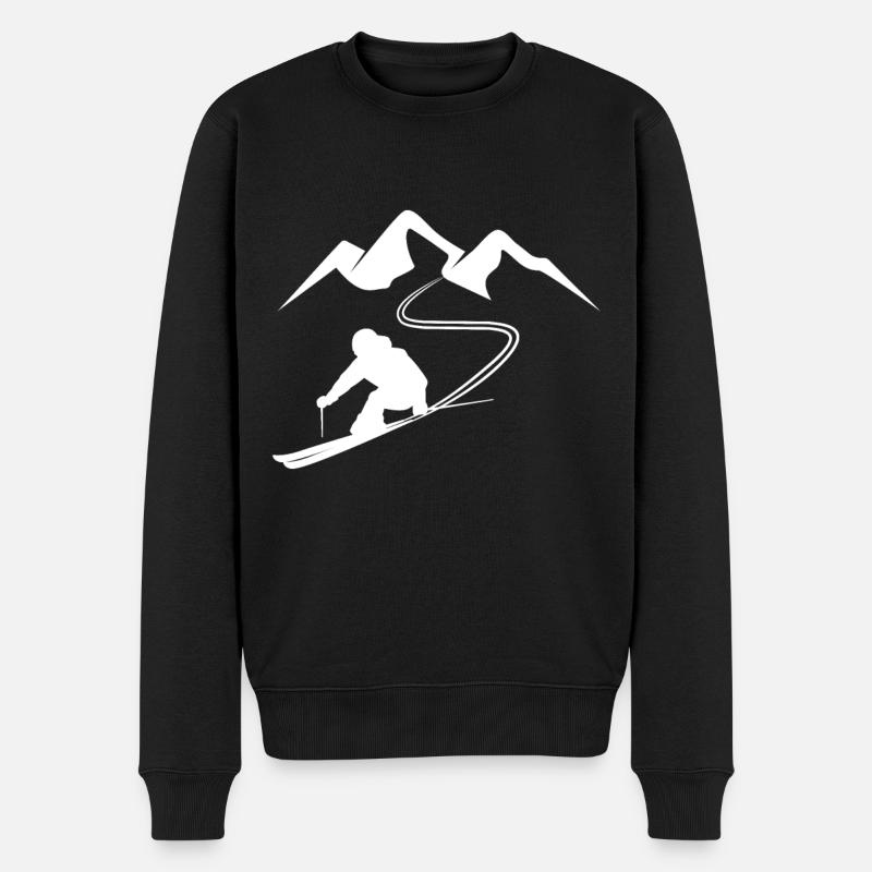 Ski Fahren Winter Wintersport Geschenk - Männer Premium Bio Pullover - Schwarz