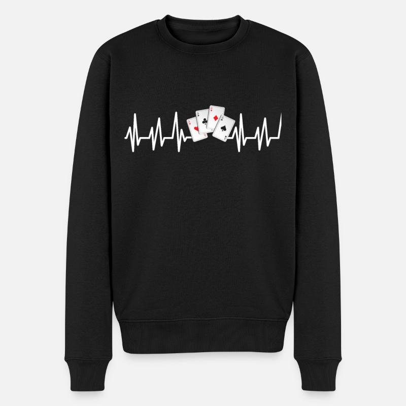 Poker Casino Hold'em Pik Pokerface Bluff - Männer Premium Bio Pullover - Schwarz