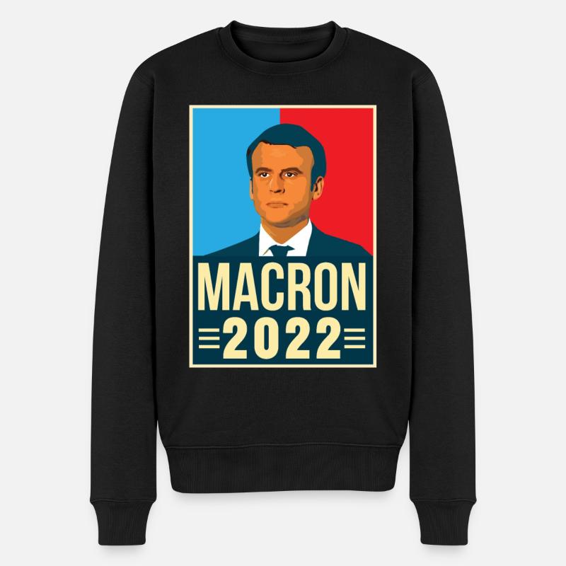 Emmanuel Macron Präsident der Republik 2022 - Männer Premium Bio Pullover - Schwarz
