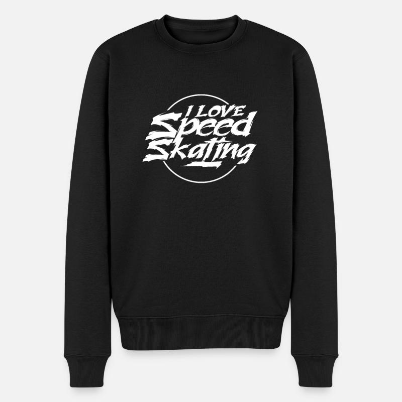 Ich liebe Speedskaten Speed Skating Speedskating - Männer Premium Bio Pullover - Schwarz