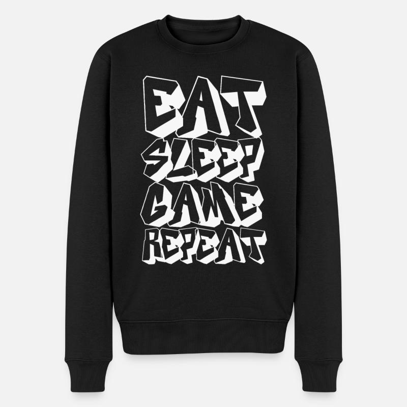 Eat Sleep Game Repeat - Männer Premium Bio Pullover - Schwarz