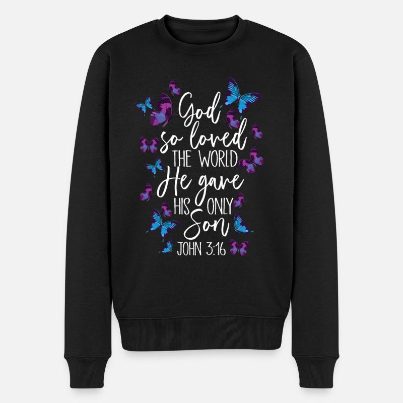 Christlicher Bibelvers Religion - Männer Premium Bio Pullover - Schwarz