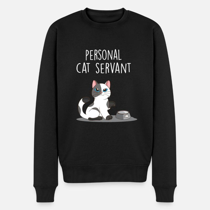 Personal Cat Servant Katze Katzenliebhaber Spruch - Männer Premium Bio Pullover - Schwarz