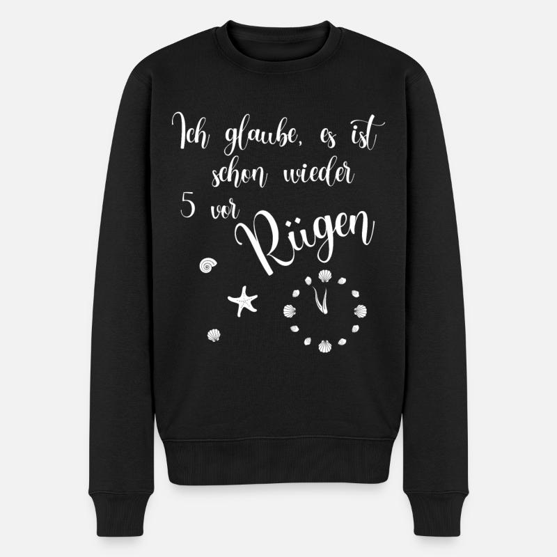 Ich glaube es ist schon wieder 5 vor Rügen - Männer Premium Bio Pullover - Schwarz