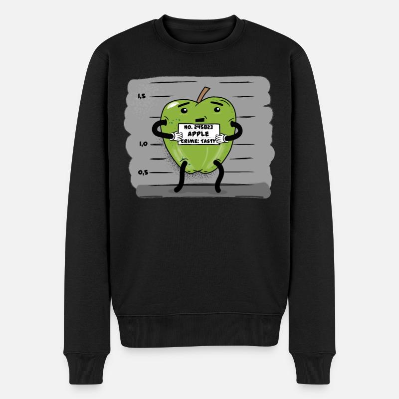 grüner Apfel lustiges Polizeifoto - Männer Premium Bio Pullover - Schwarz
