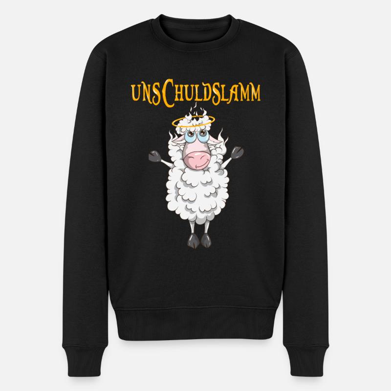 Unschuldslamm Schaf Lamm Tiere Heiligenschein - Männer Premium Bio Pullover - Schwarz