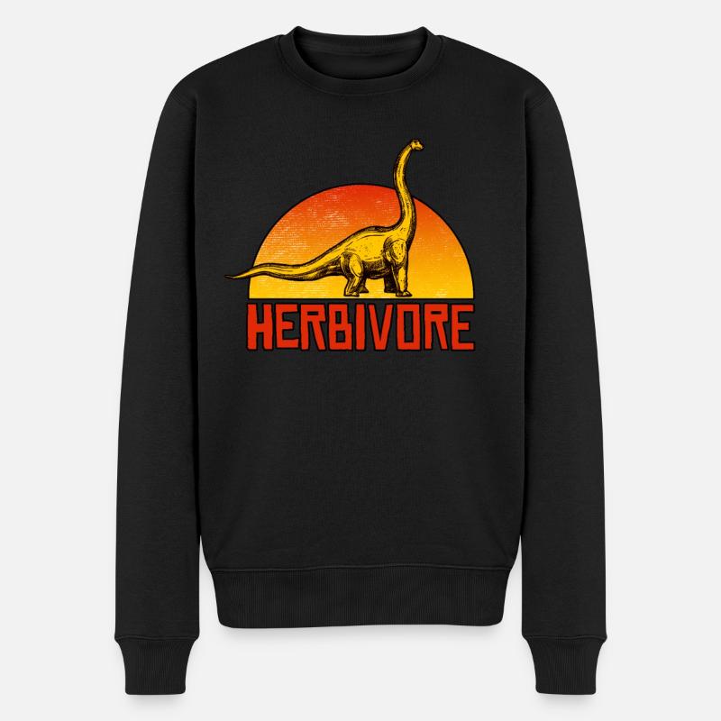 Pflanzenfresser Dinosaurier Veganer Geschenk - Männer Premium Bio Pullover - Schwarz