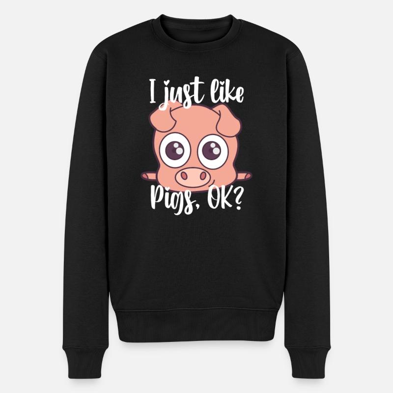 Ich mag Schweine süßes Schweinemotiv Geschenk - Männer Premium Bio Pullover - Schwarz