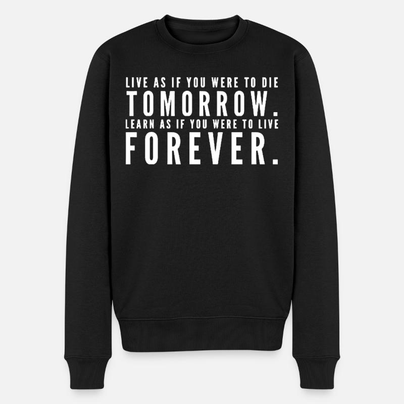 Mahatma Ghandi - Live / Learn - Männer Premium Bio Pullover - Schwarz