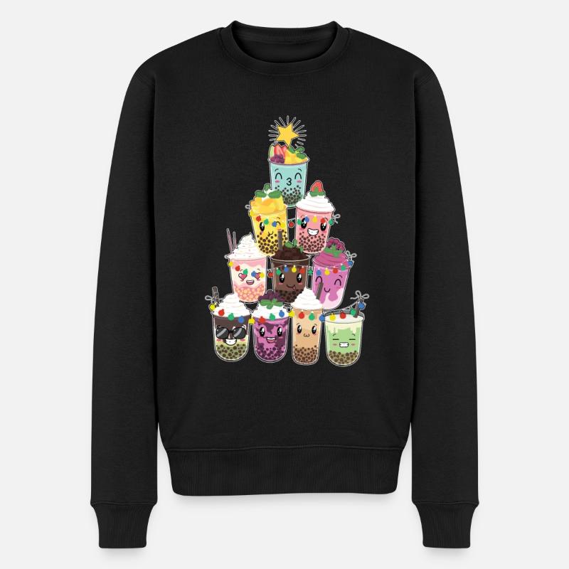 Bubble Tea Weihnachtsbaum - Männer Premium Bio Pullover - Schwarz