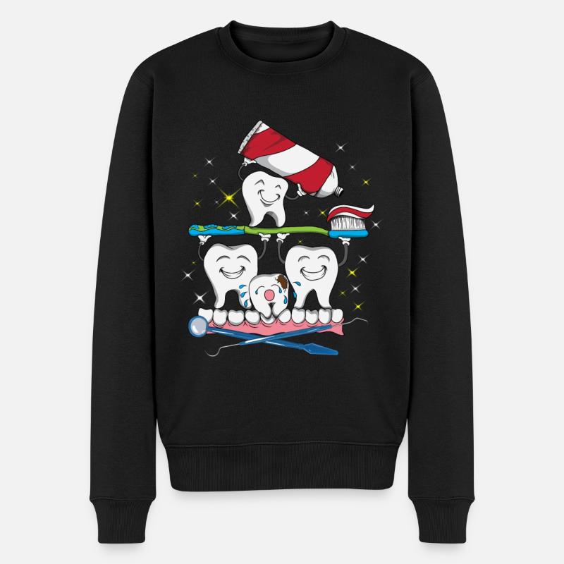 Dentiste dentiste Dentistes Brossez les dents Dentifrice - Pull Premium bio Homme - noir