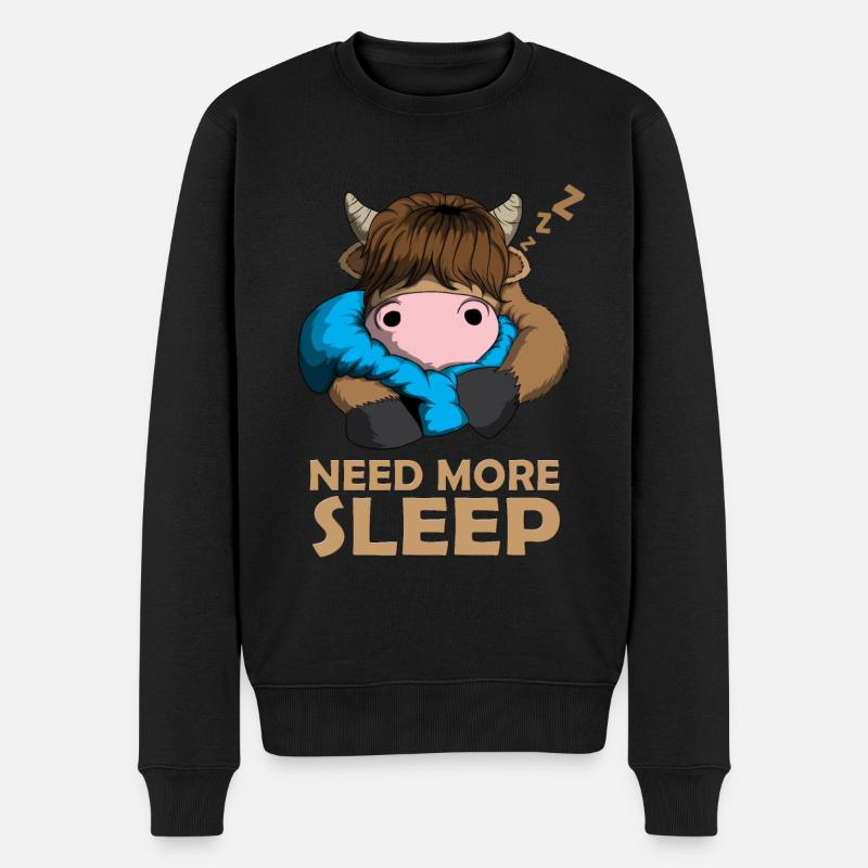 Need more Sleep Schottische Highland Cattle Kuh - Männer Premium Bio Pullover - Schwarz