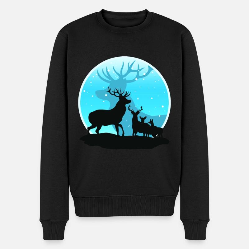 Rehe Winter Schnee Weihnachten Weihnachten Geschenk Geschenk - Männer Premium Bio Pullover - Schwarz