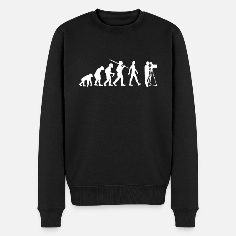 Kameramann Evolution Kamerafrau - Männer Premium Bio Pullover - Schwarz