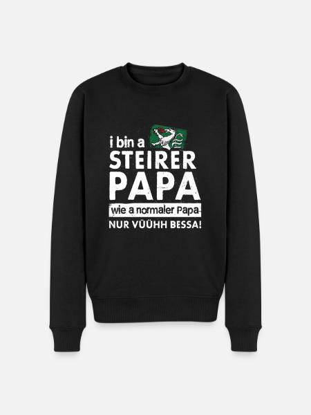 I BIN A STEIRER PAPA STEIERMARK VATERTAG GESCHENK - Männer Premium Bio Pullover - Schwarz
