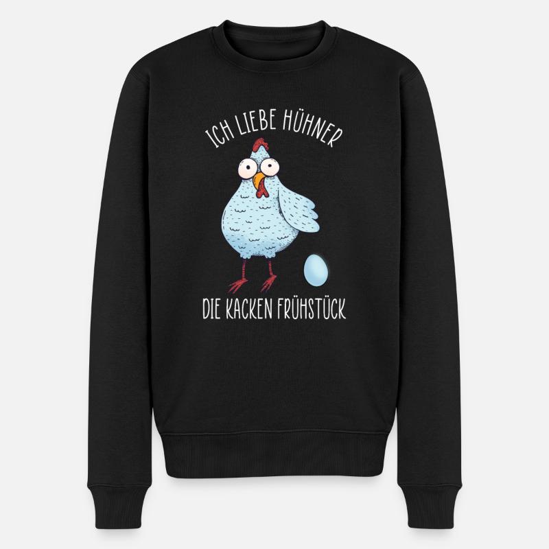 Ich liebe Hühner - Die kacken Frühstück - Männer Premium Bio Pullover - Schwarz