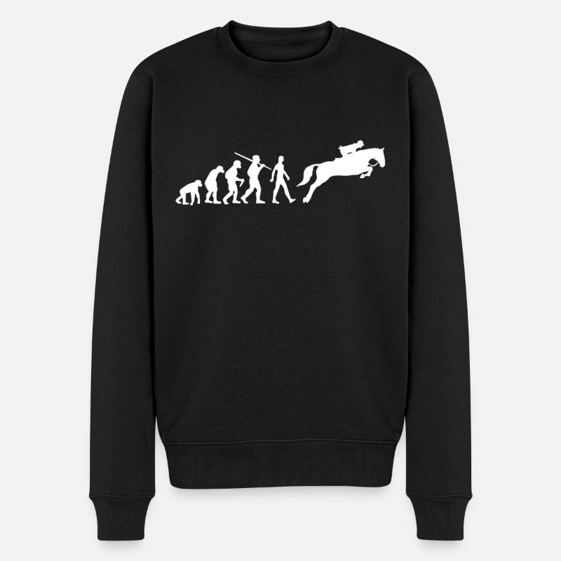 Reiterin Evolution Pferde - Männer Premium Bio Pullover - Schwarz