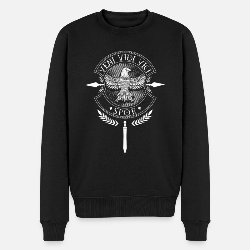 Gladius und Adler - Veni Vidi Vici - Männer Premium Bio Pullover - Schwarz