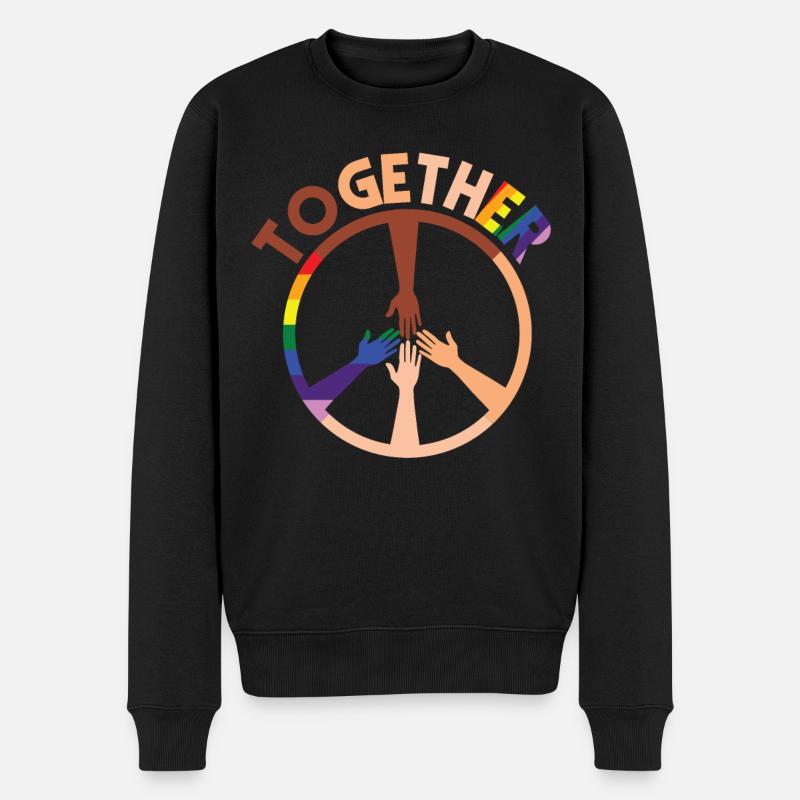 Human Rights Together Peace Sign - Männer Premium Bio Pullover - Schwarz