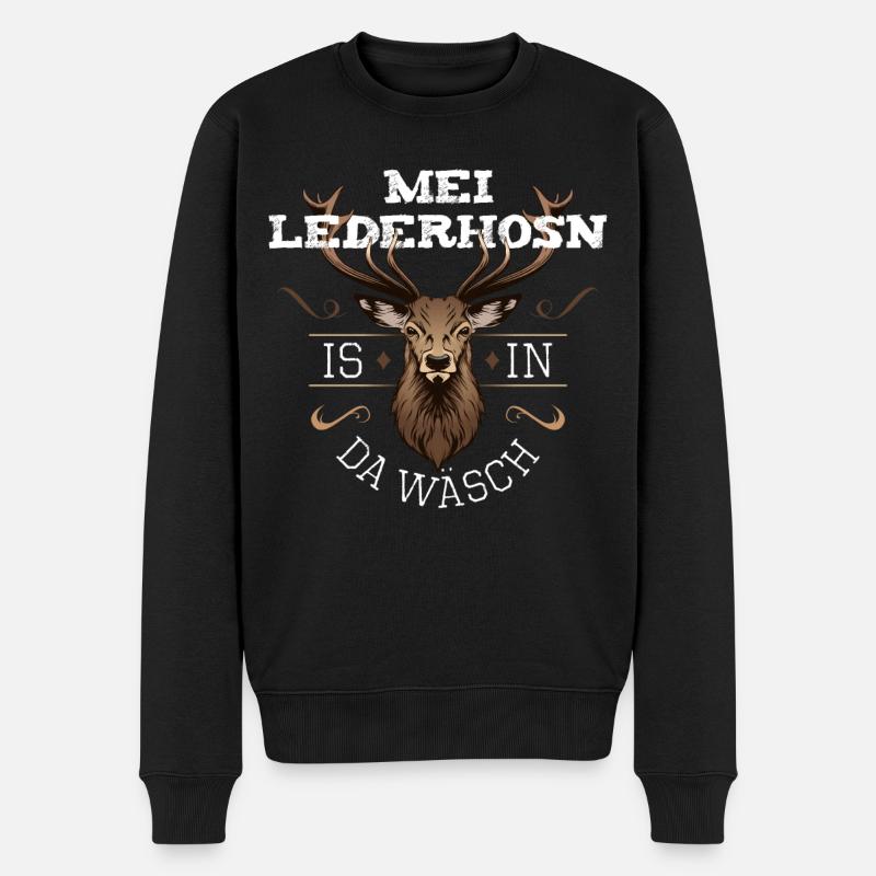 Mei Lederhosn is in da Wäsch Ersatz Lederhose - Männer Premium Bio Pullover - Schwarz