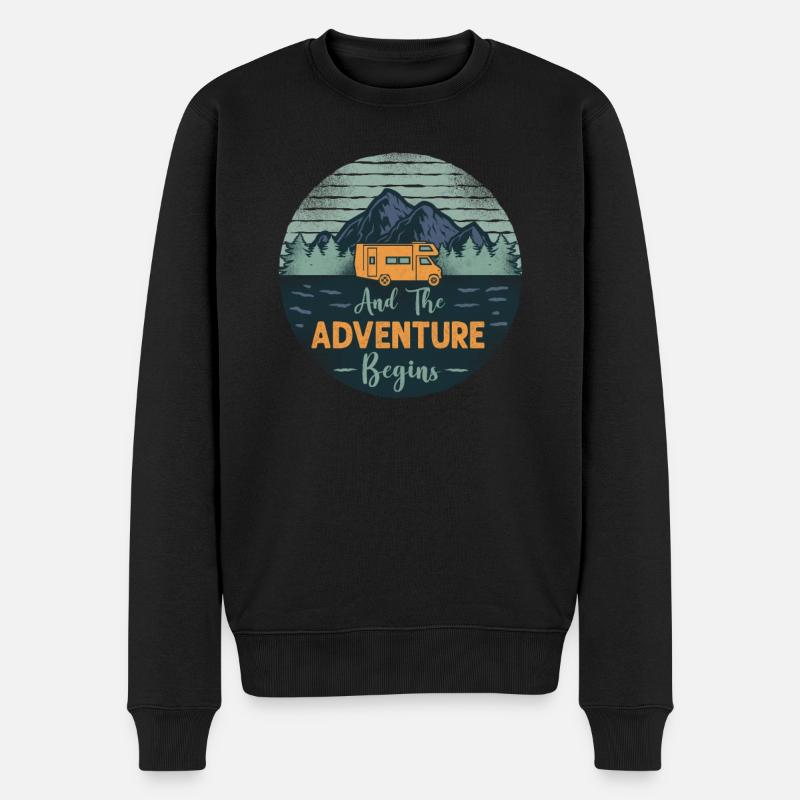 Camping And The Adventure Begins - Pull Premium bio Homme - noir