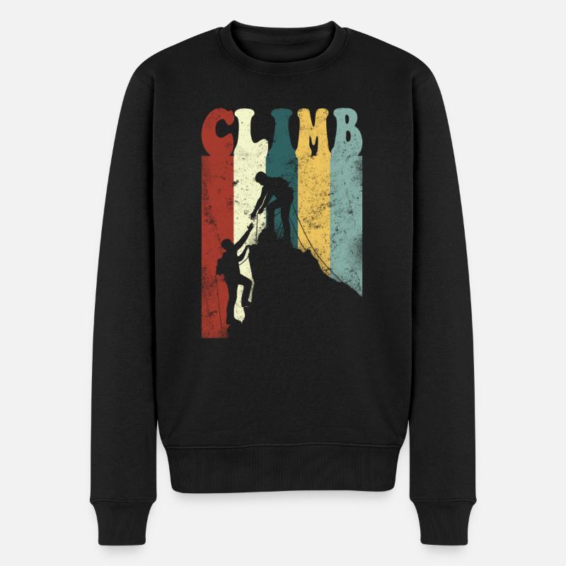 Rock Climbing Climber Climb Retro - Pull Premium bio Homme - noir