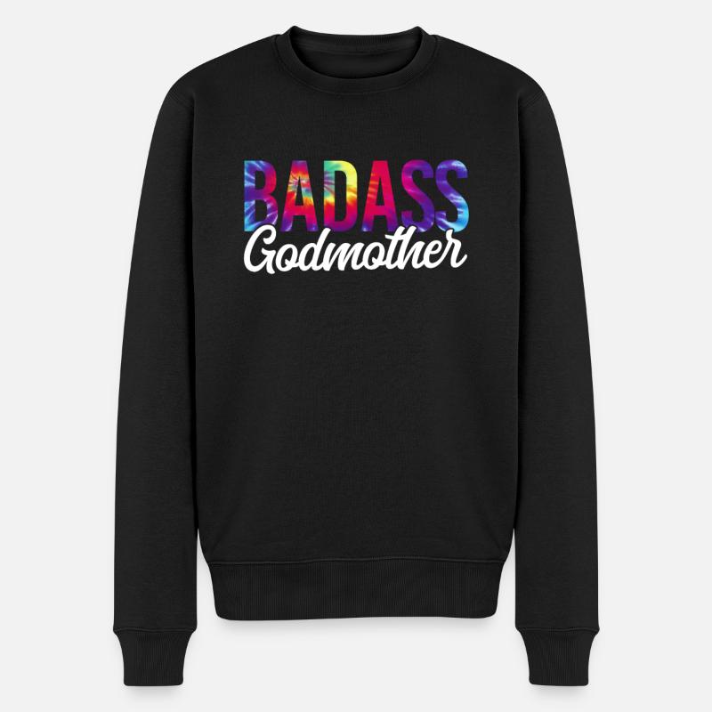 Badass Godmother Tie Dye - Männer Premium Bio Pullover - Schwarz