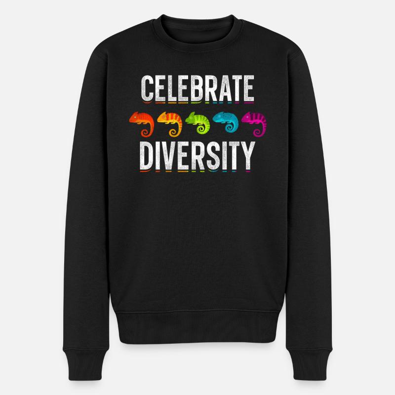 Chameleon Celebrate Diversity - Männer Premium Bio Pullover - Schwarz
