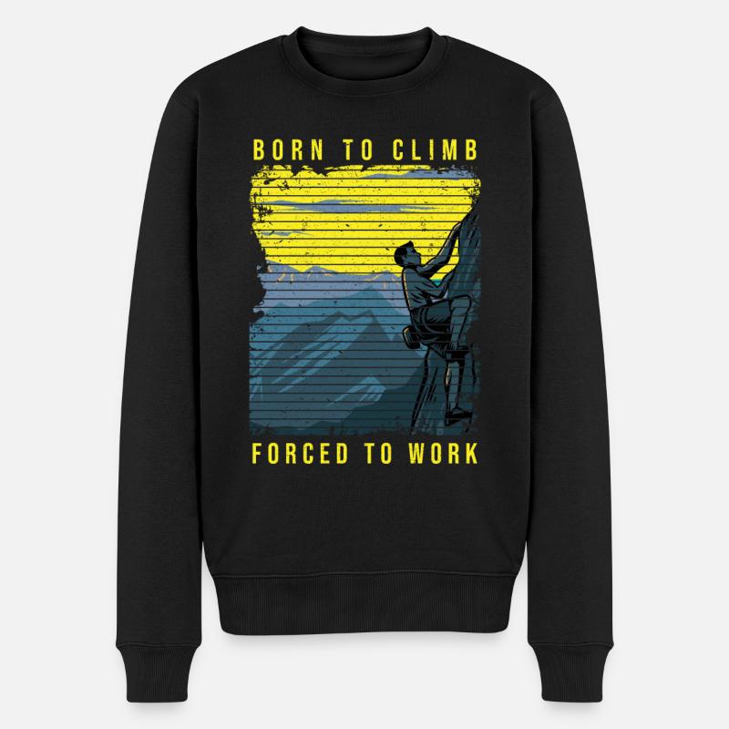 Rock Climbing Climber Born Climb - Männer Premium Bio Pullover - Schwarz