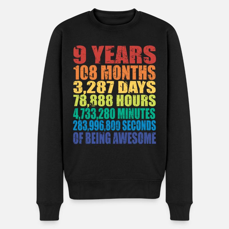 Lustiges Geschenk zum 9. Geburtstag, Alter 9 Jahre alt - Männer Premium Bio Pullover - Schwarz
