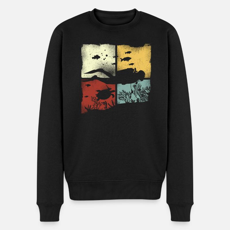 Scuba Diving Diver Vintage Retro - Männer Premium Bio Pullover - Schwarz