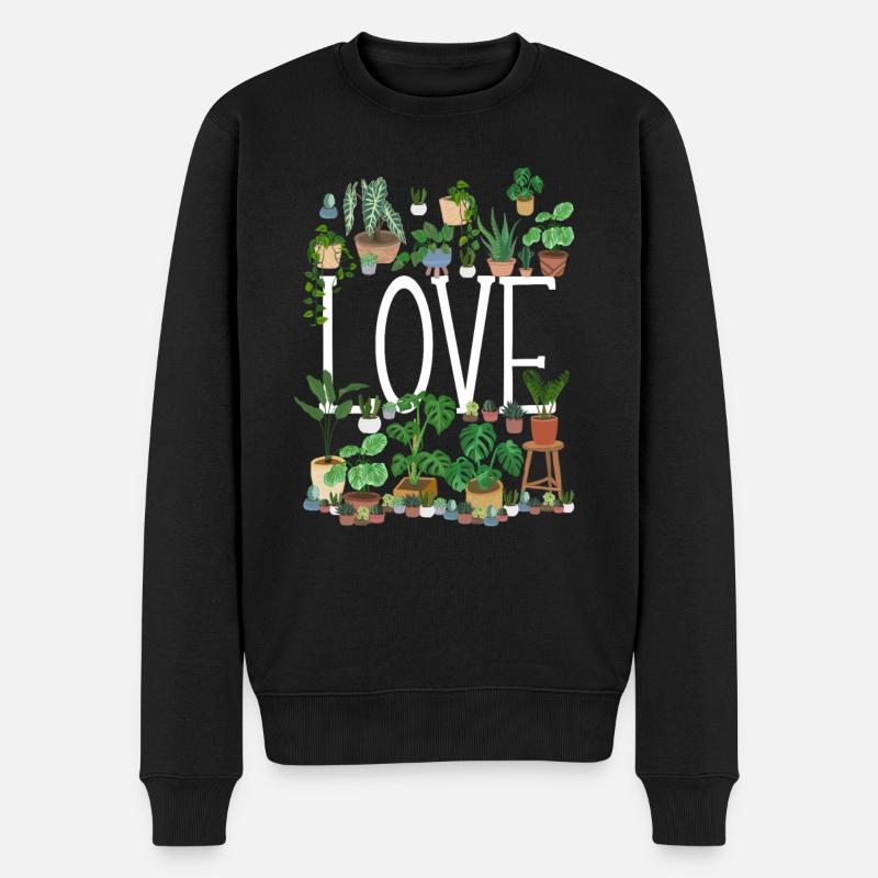 Plant Love - Männer Premium Bio Pullover - Schwarz