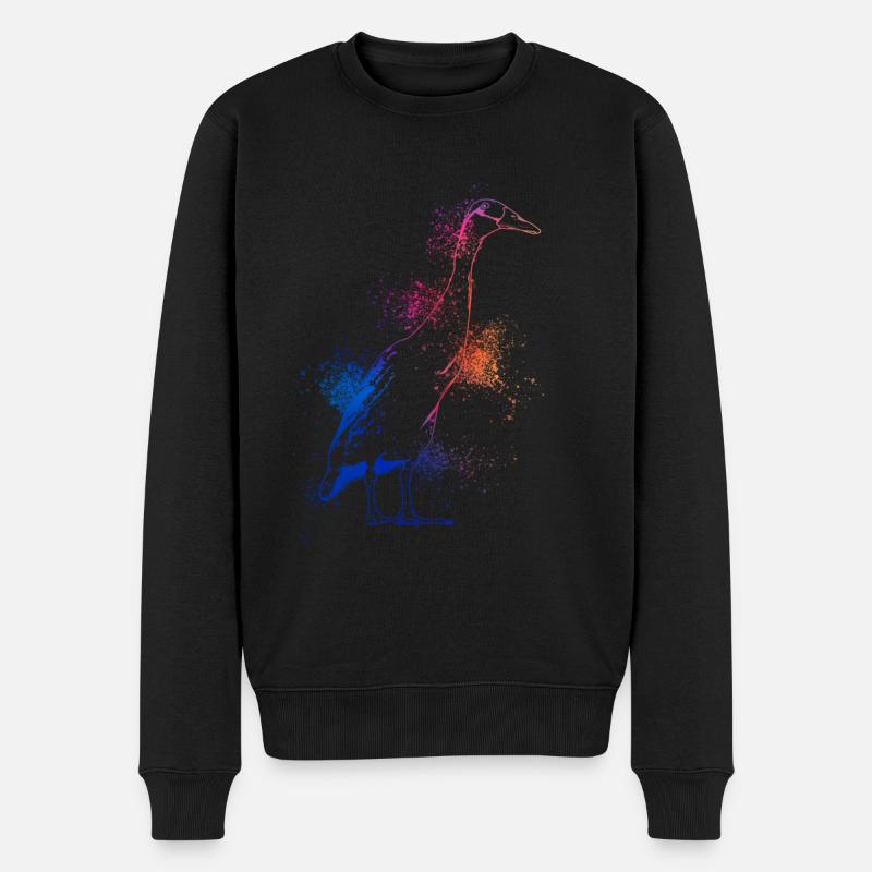 Farbenfrohe Laufente - Männer Premium Bio Pullover - Schwarz