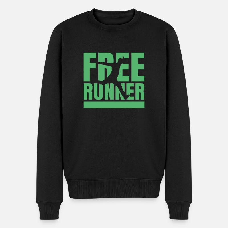 Frei Läufer Parkour Freerunning Parkourläufer - Männer Premium Bio Pullover - Schwarz