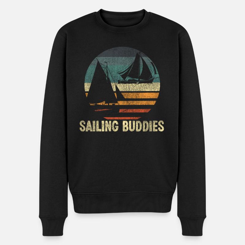 Sailing Buddies Sailboat Retro - Pull Premium bio Homme - noir