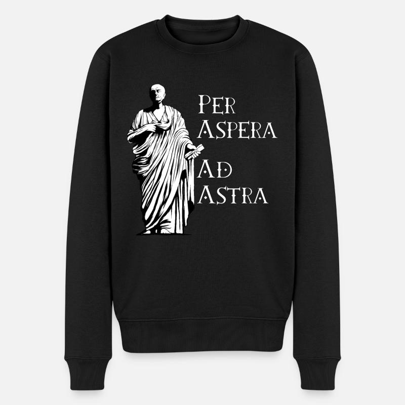 Seneca - Per Aspera Ad Astra - Männer Premium Bio Pullover - Schwarz