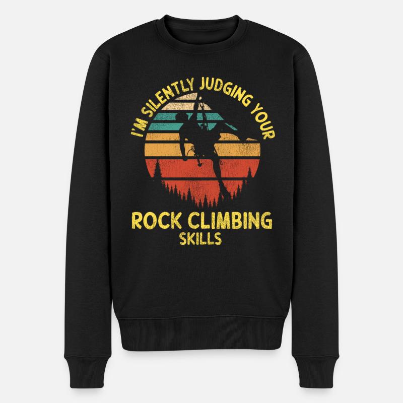 Rock Climbing Climber Retro - Männer Premium Bio Pullover - Schwarz