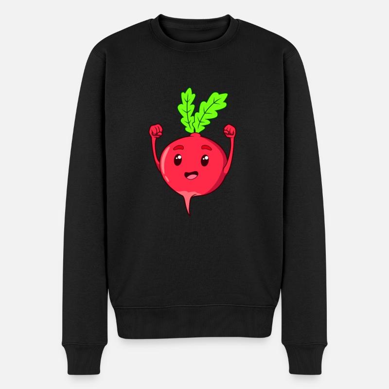 Comic Radieschen - Männer Premium Bio Pullover - Schwarz