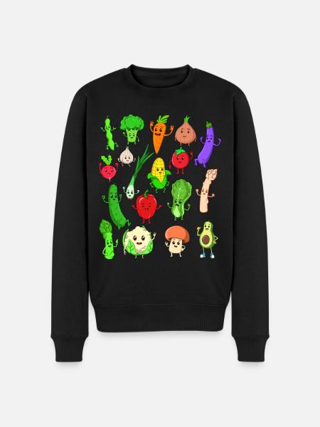 Comic Kawaii Vegetables - Men's Premium Organic Jumper - black