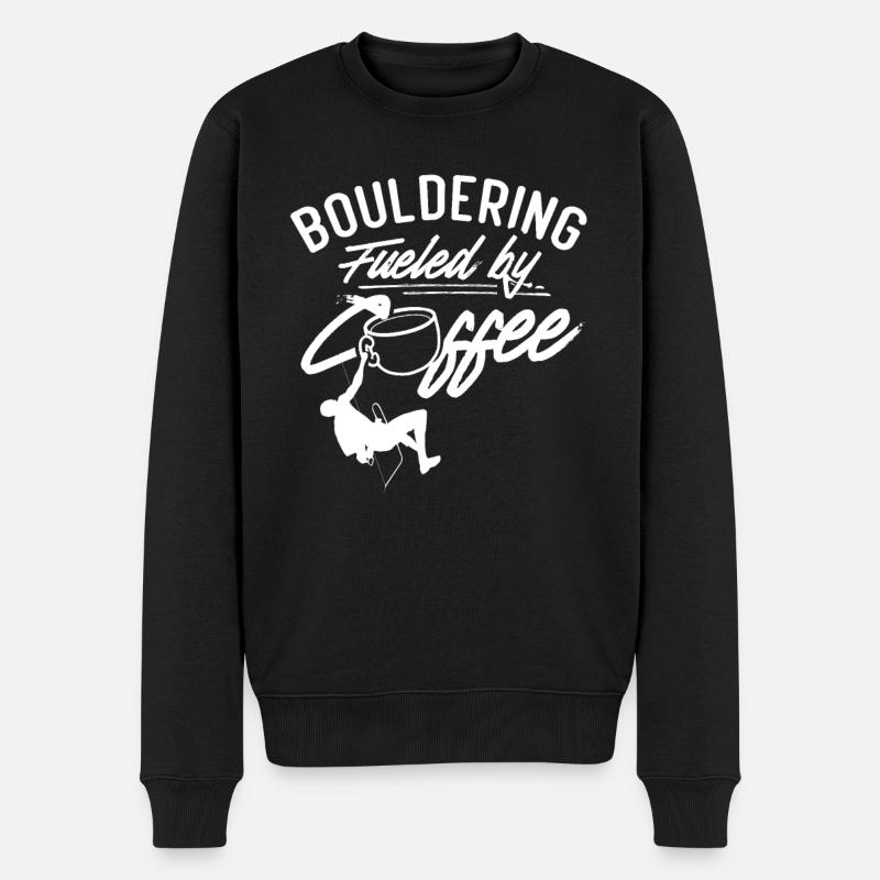 Bouldern Angetrieben durch Kaffee Boulderer - Männer Premium Bio Pullover - Schwarz