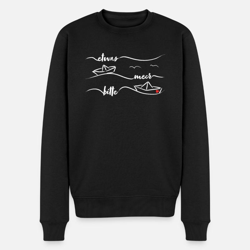 Papierschiff Papierboot Meer Papierschiffchen - Männer Premium Bio Pullover - Schwarz